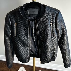 Black Leather Jacket Cropped with Gold details! Purchased at Akira!